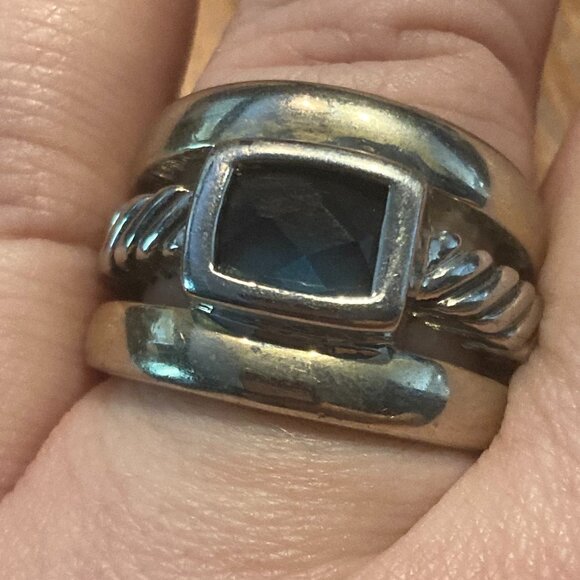 Vintage Unisex Silver and Smoky Quartz Ring Size 8 - Picture 1 of 3